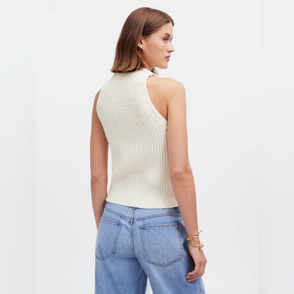 Madewell Cutaway Sweater Vest in Bright Ivory Size Medium NQ338 NEW Minimalist - Picture 3 of 12